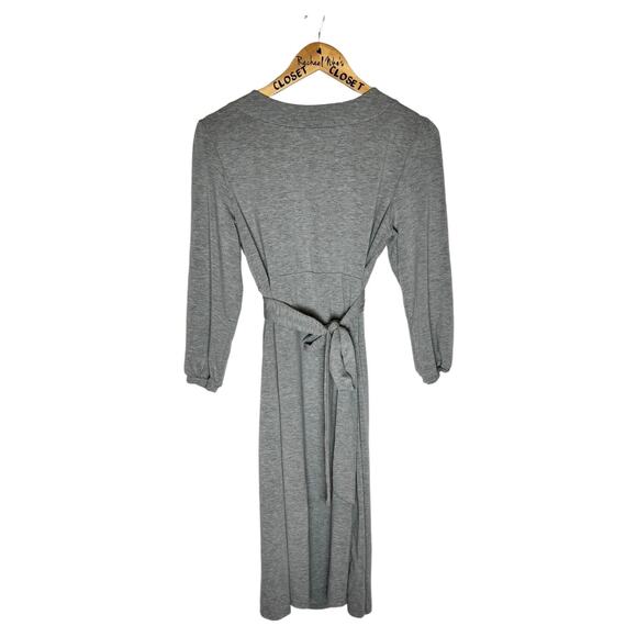 Gap Women Gray Midi Tea Dress Deep V neck long sleeved Large - Picture 5 of 5